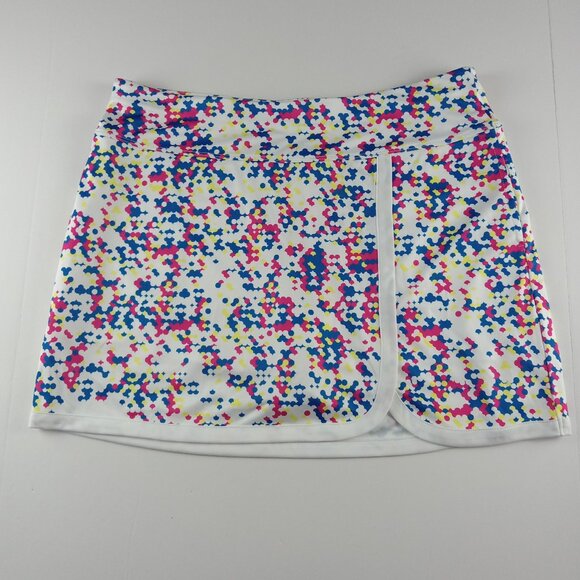 Ben Hogan Geo Printed Golf Skort Women's Size Large Bright White UPF50 Athletic - Picture 1 of 6